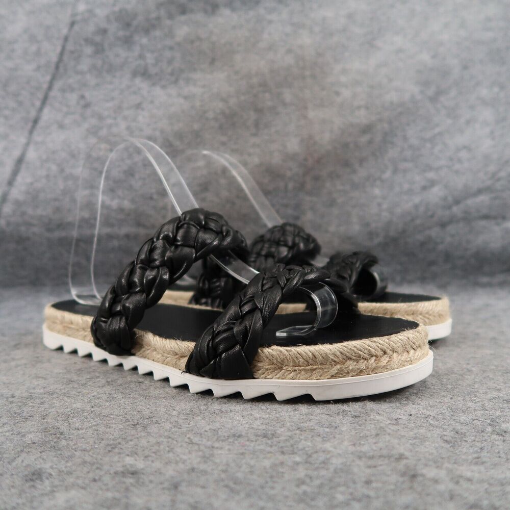 Marc Fisher Shoes Womens 9 Sandals Slides Woven Strap Espadrille Jaimee Casual